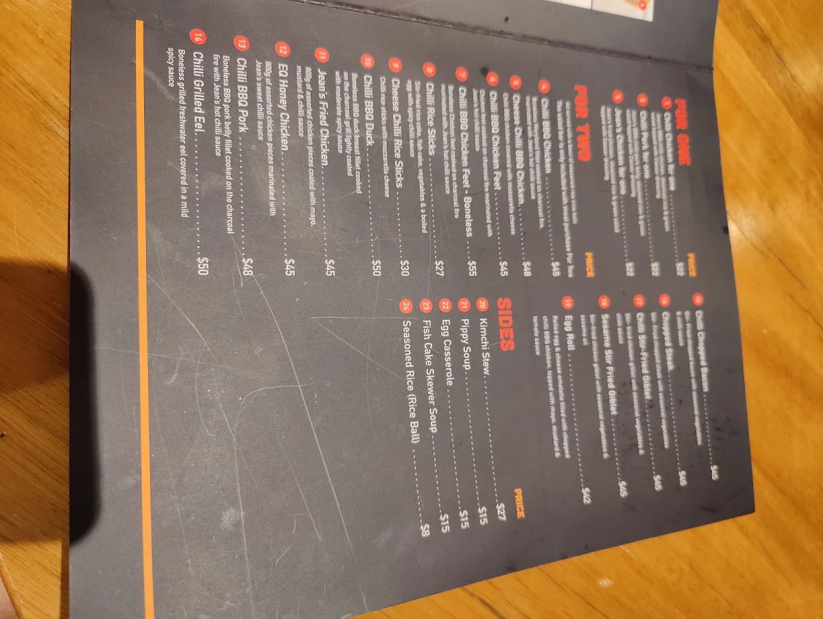 Menu, Eastwood Hotel