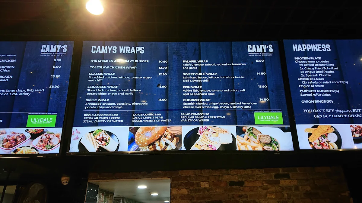 Menu, Camy’s Chargrill Chicken Surry Hills