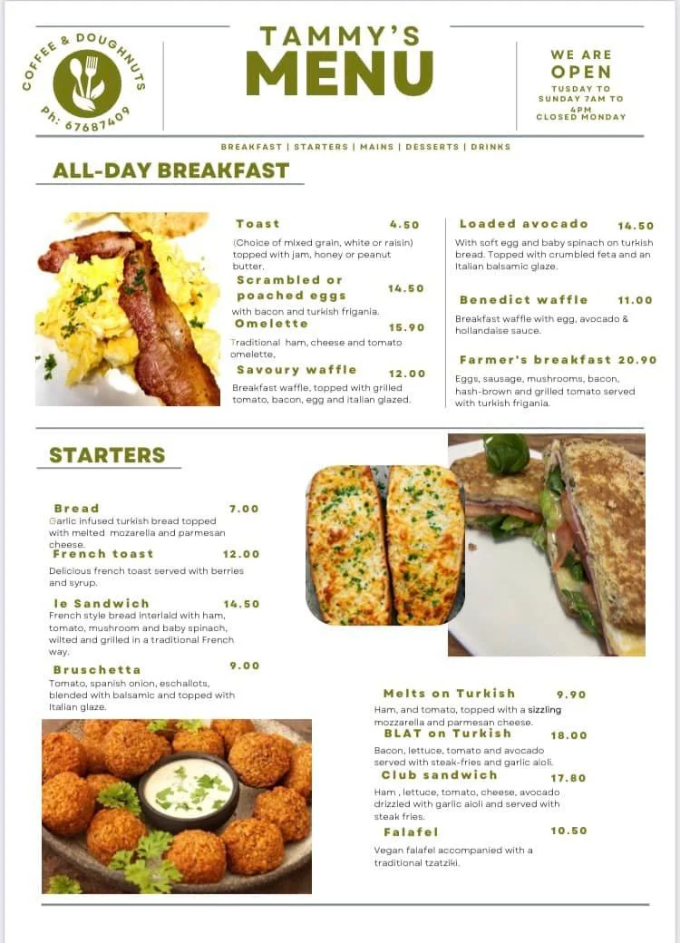 Menu, Tammy's