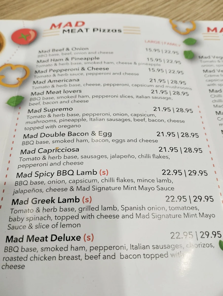 Menu, Madtoppings Parramatta