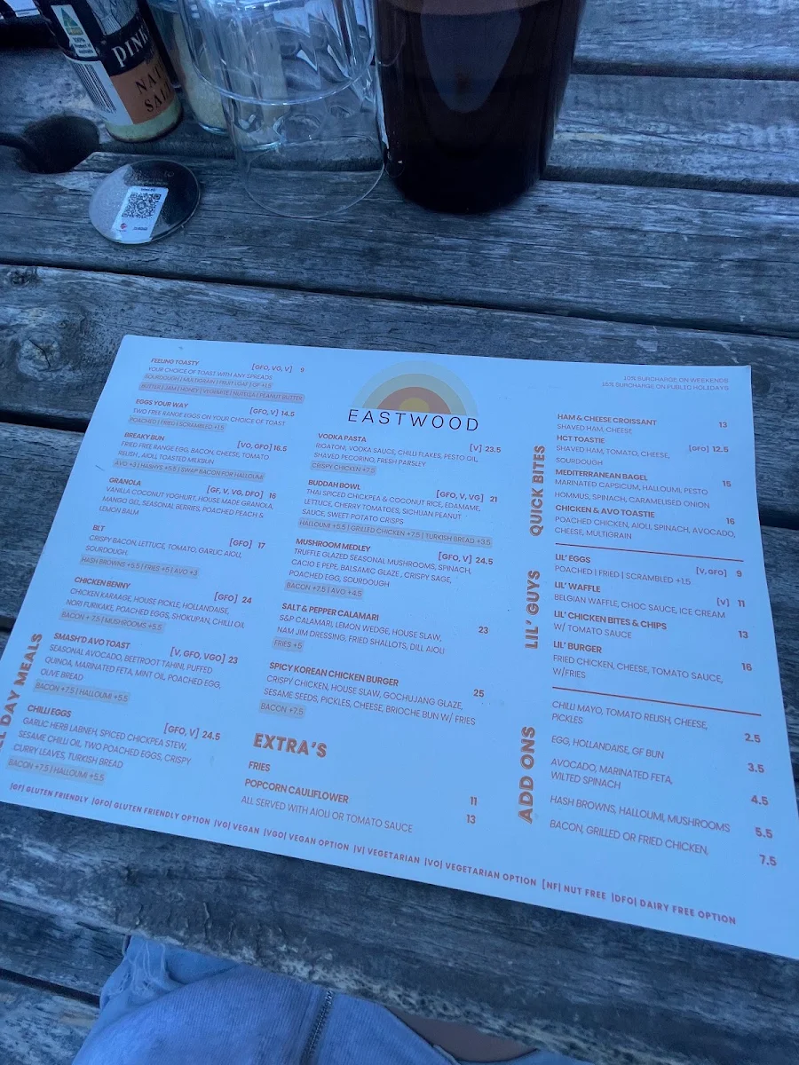 Menu, Eastwood