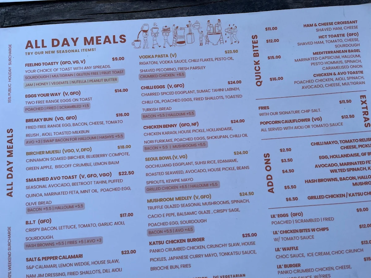 Menu, Eastwood