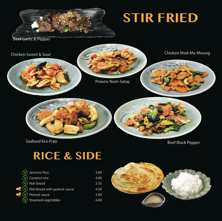 Menu, Blooming Orchids Thai Restaurant