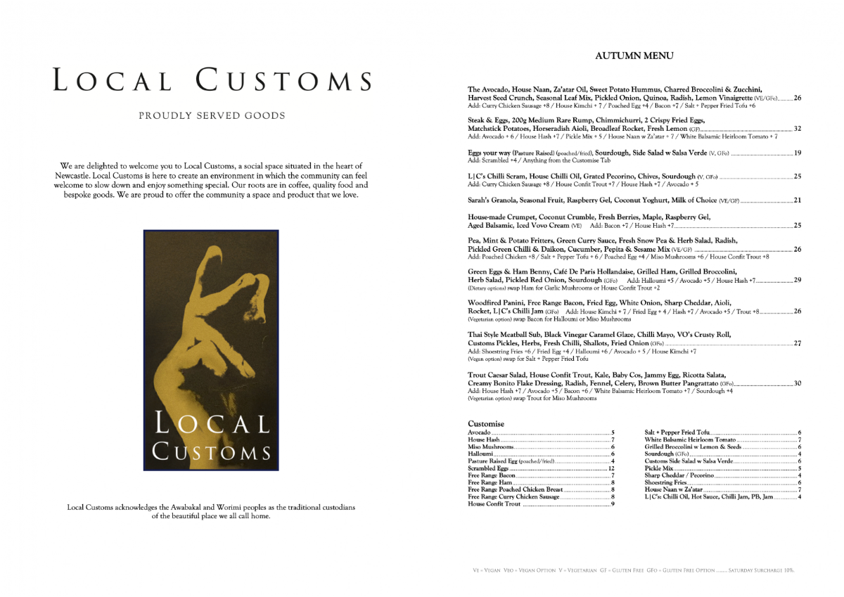 Menu, Local Customs