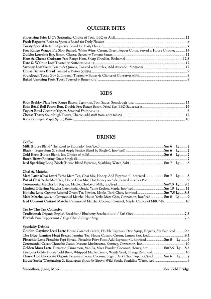 Menu, Local Customs