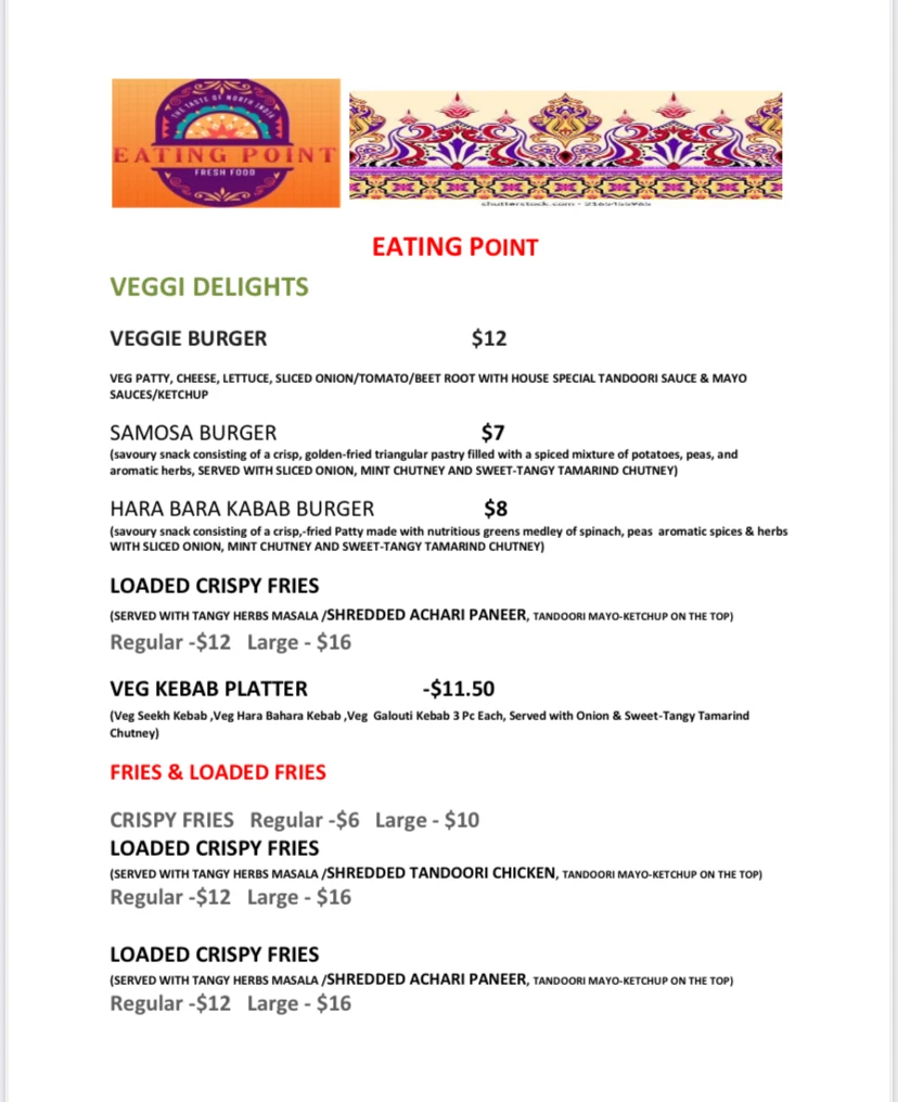 Menu, Eating Point
