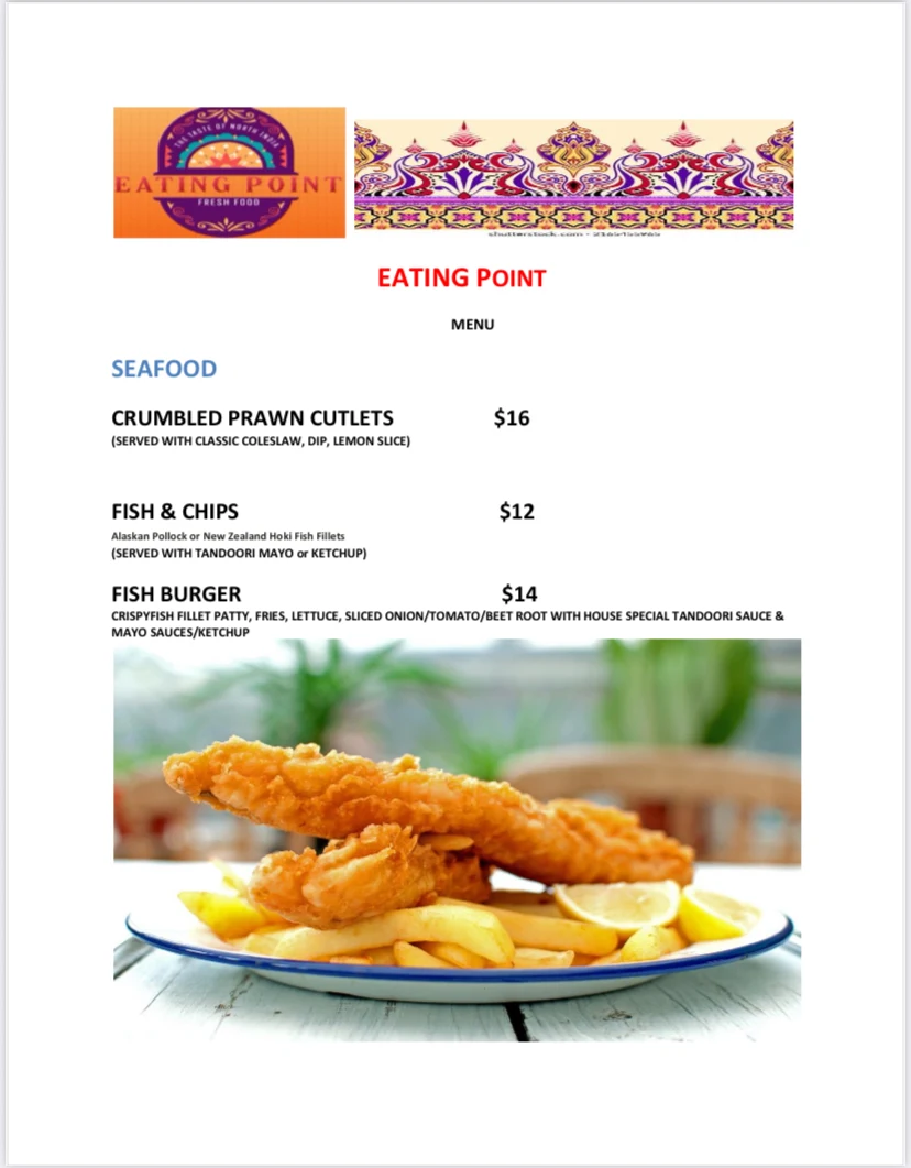 Menu, Eating Point