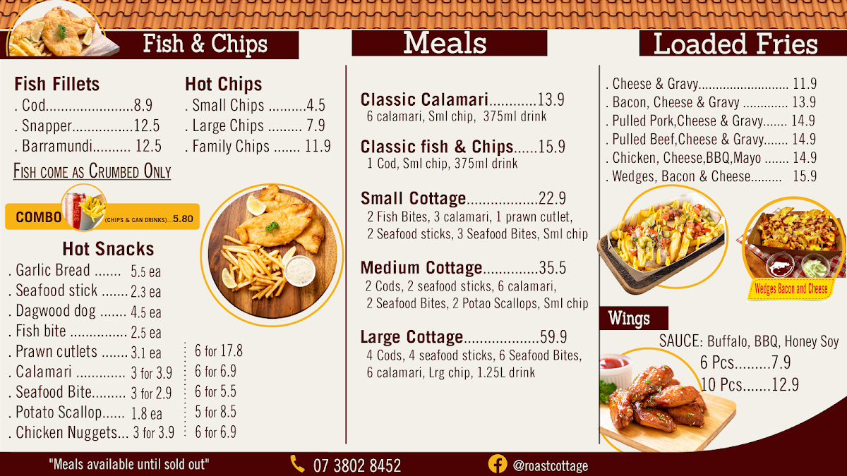 Menu, Roast Cottage
