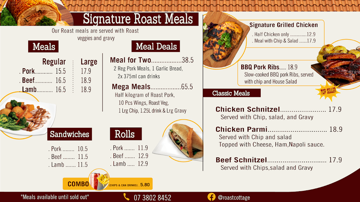 Menu, Roast Cottage