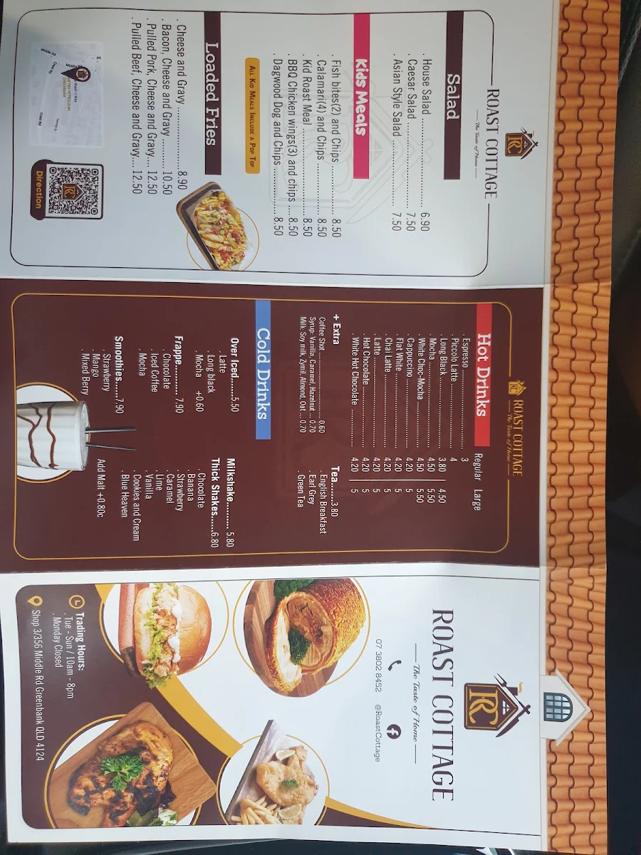 Menu, Roast Cottage