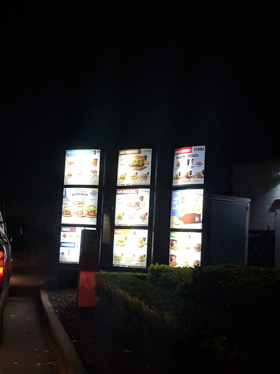 Menu, Hungry Jack's Burgers Rocklea
