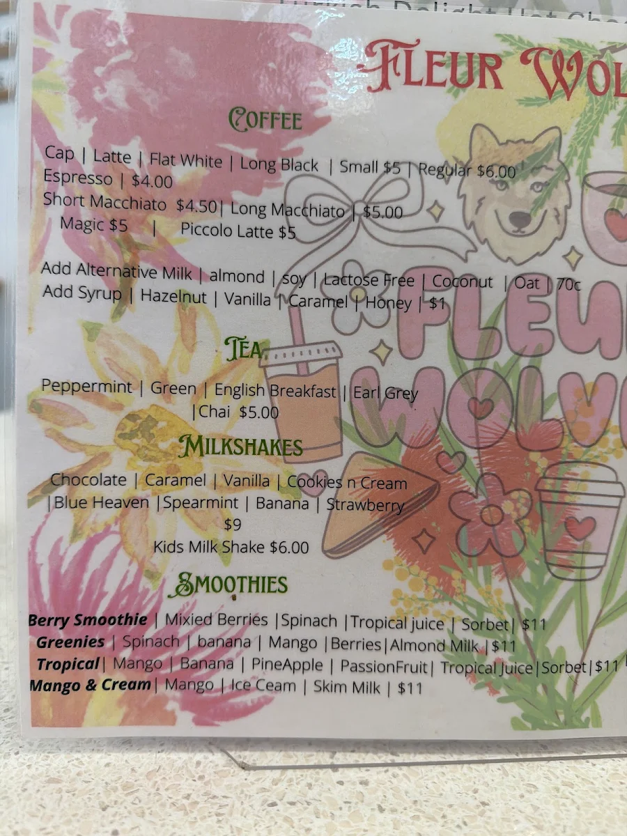 Menu, Fleur Wolves