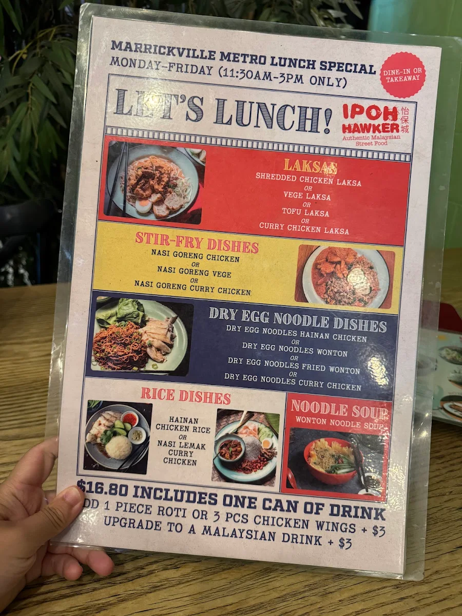 Menu, Ipoh Hawker Marrickville