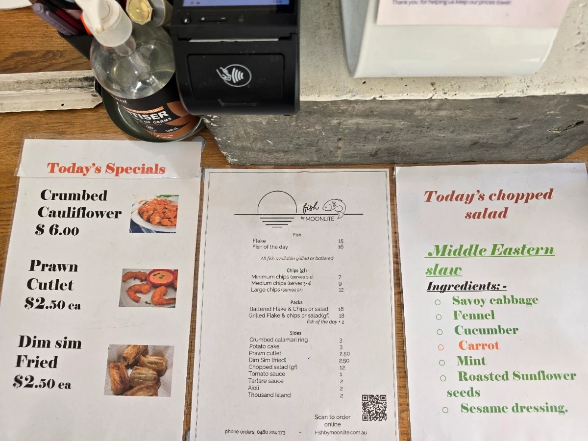 Menu, Fish By Moonlite
