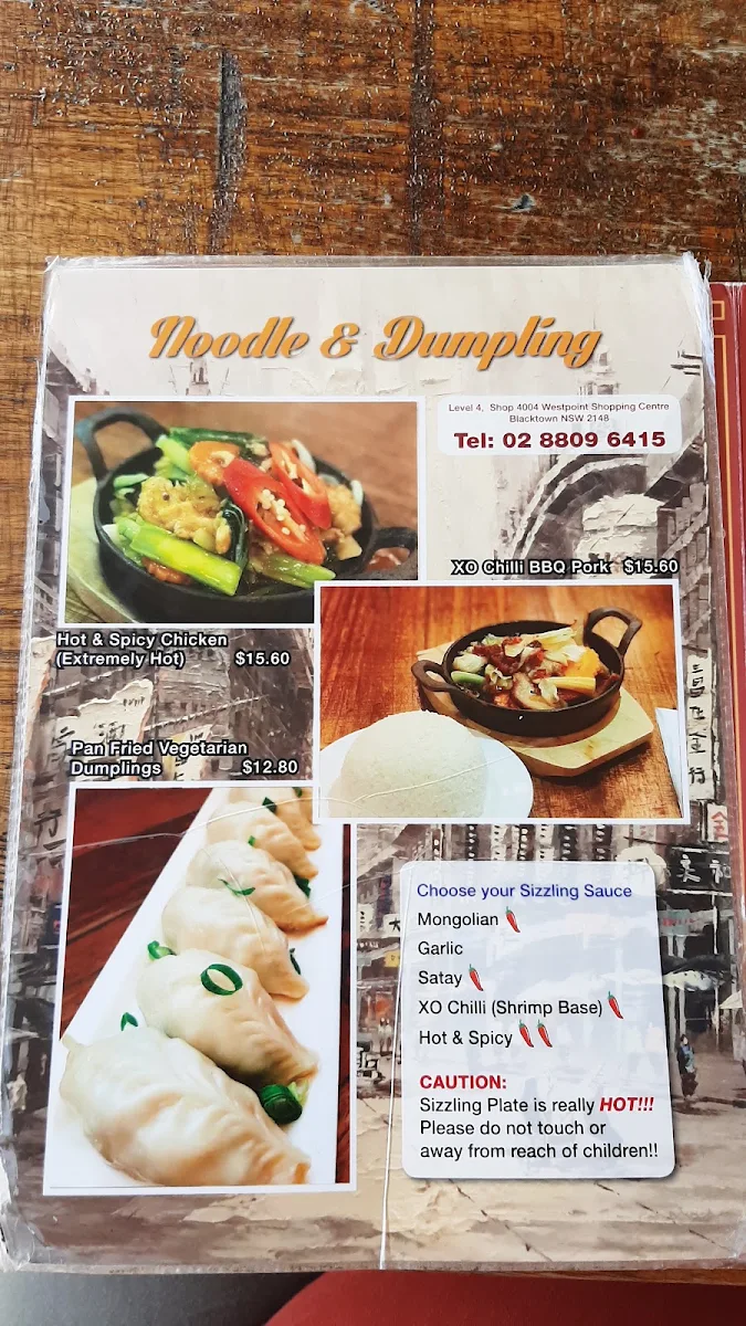 Menu, Noodle and Dumpling