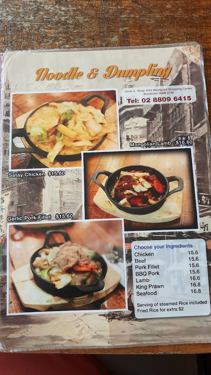 Menu, Noodle and Dumpling
