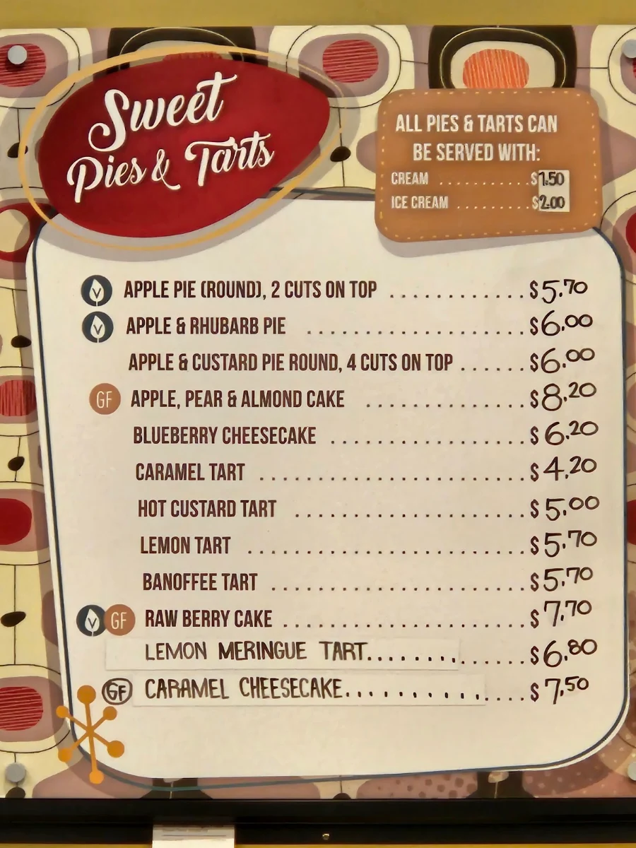Menu, Mountain High Pies