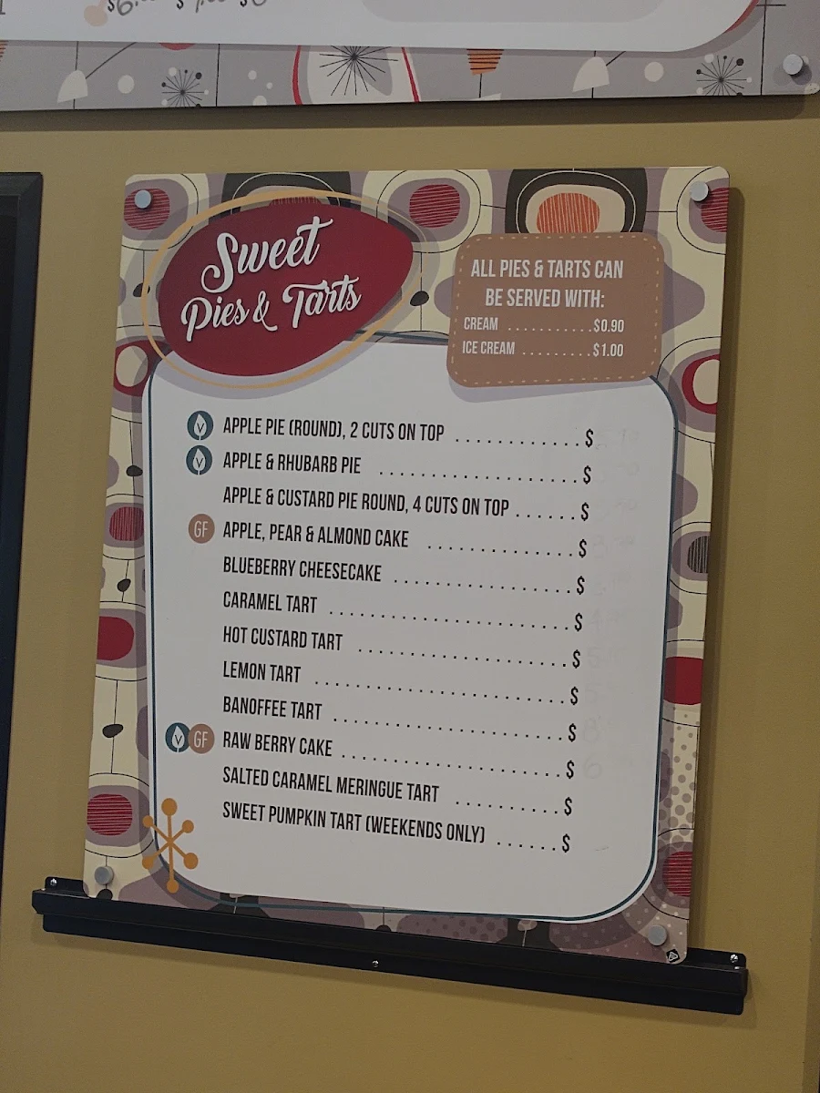 Menu, Mountain High Pies
