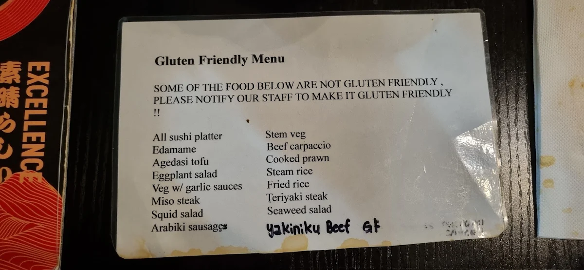 Menu, Okami Japanese Restaurant