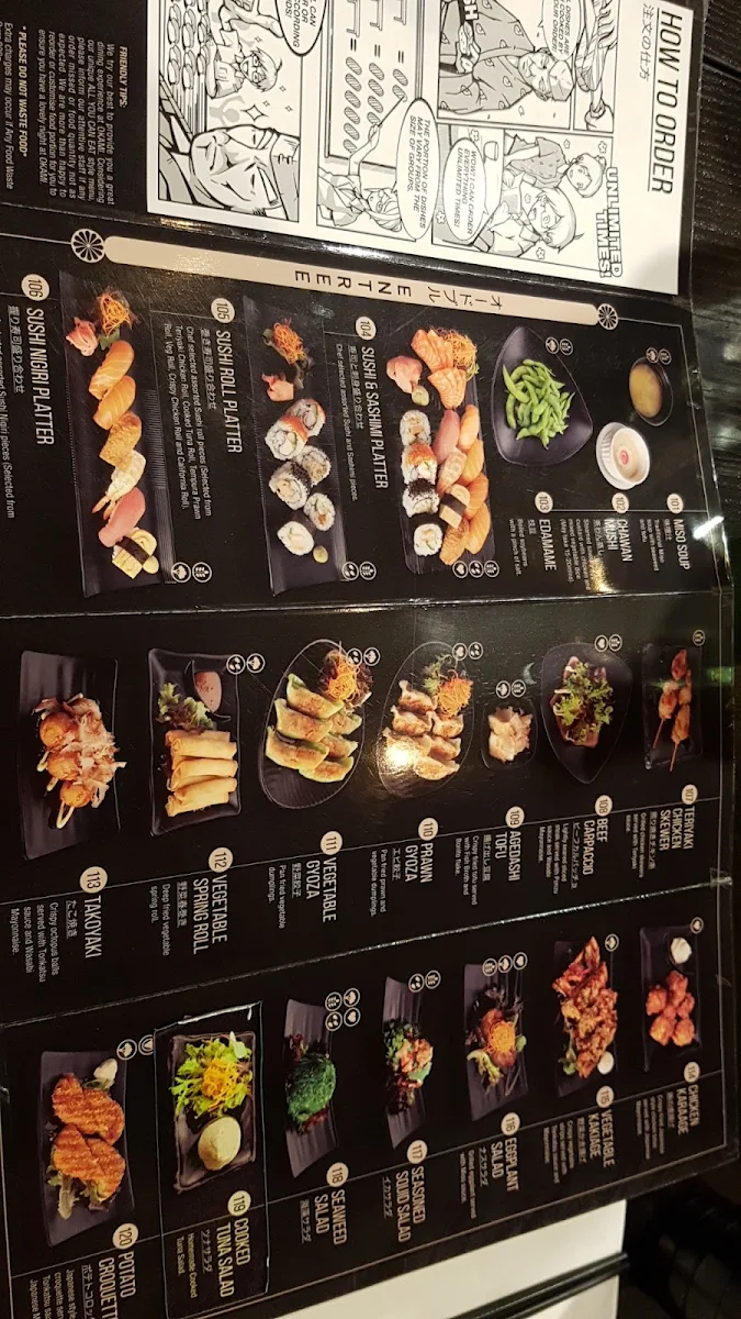 Menu, Okami Japanese Restaurant