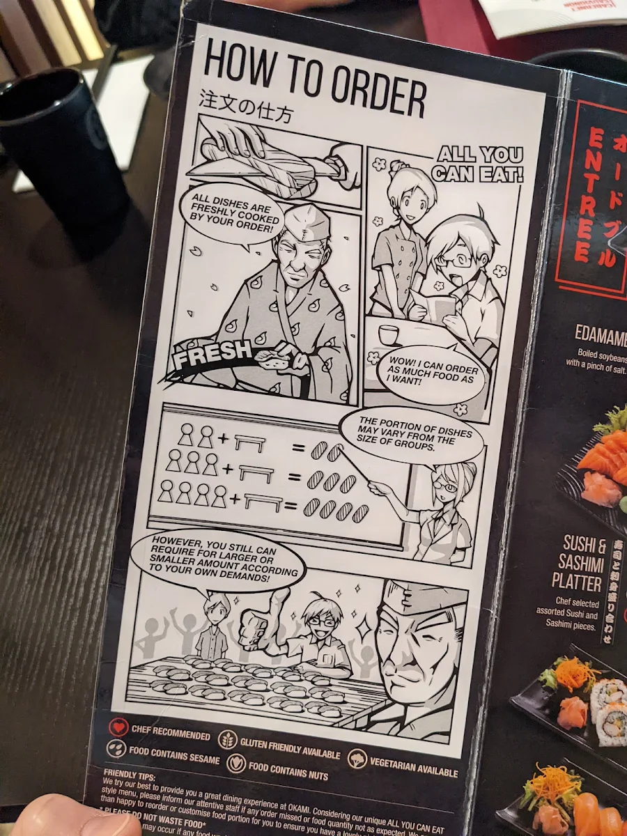 Menu, Okami Japanese Restaurant