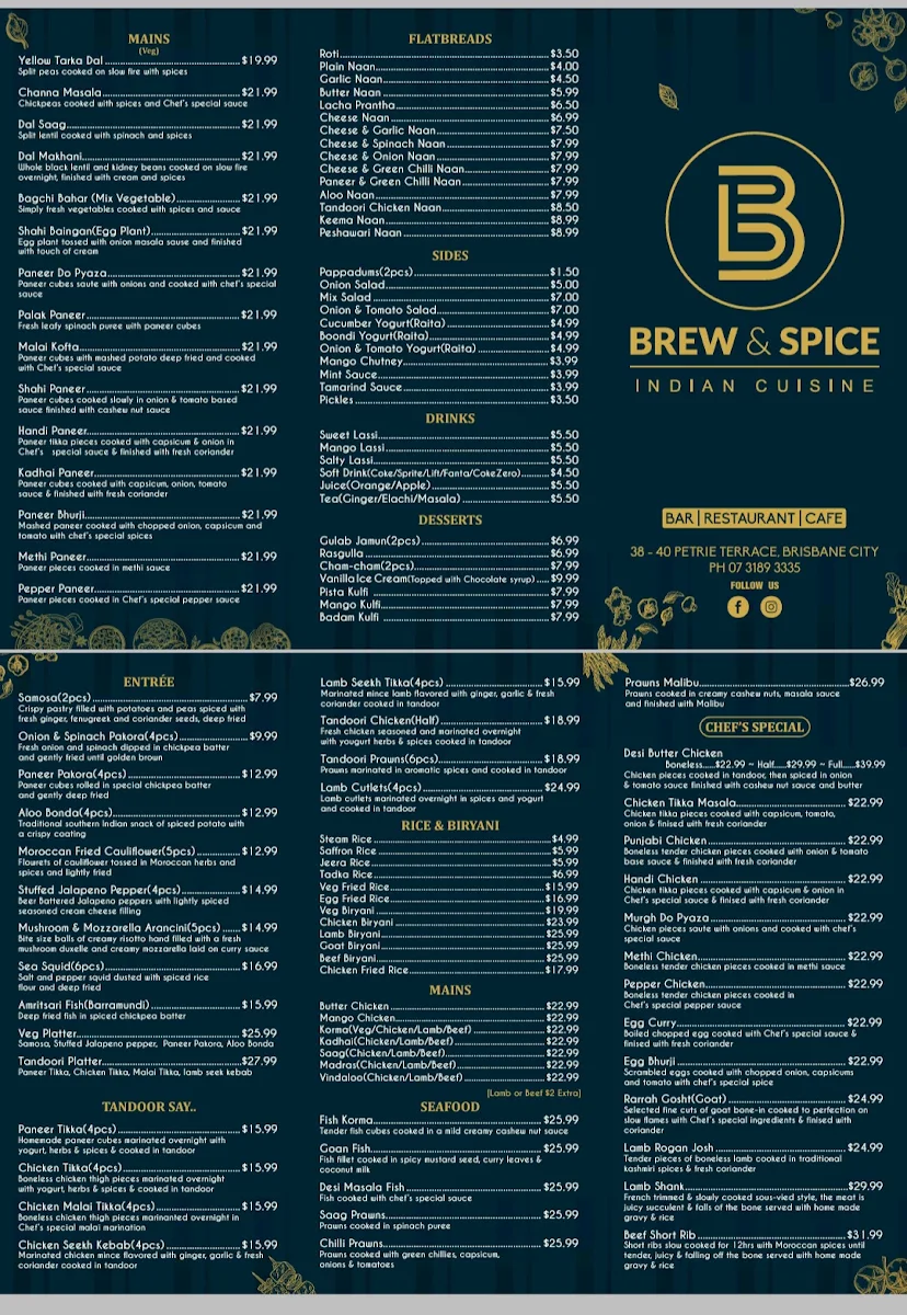 Menu, Brew & Spice by Masala Art