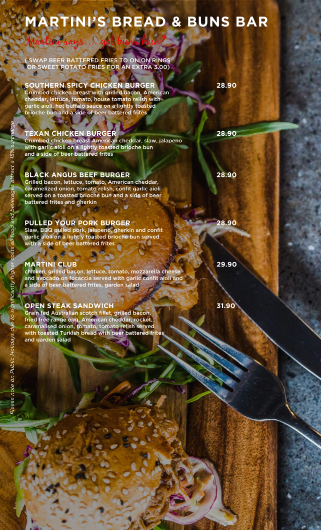Menu, Martini and Co | Plenty Valley