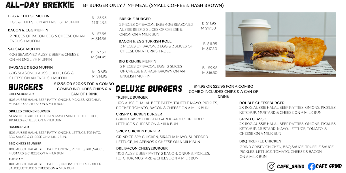 Menu, Cafe Grind (Roasting House)
