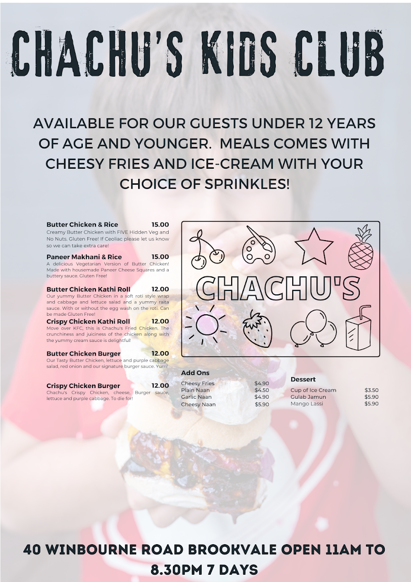 Menu, Chachu's Chatswood