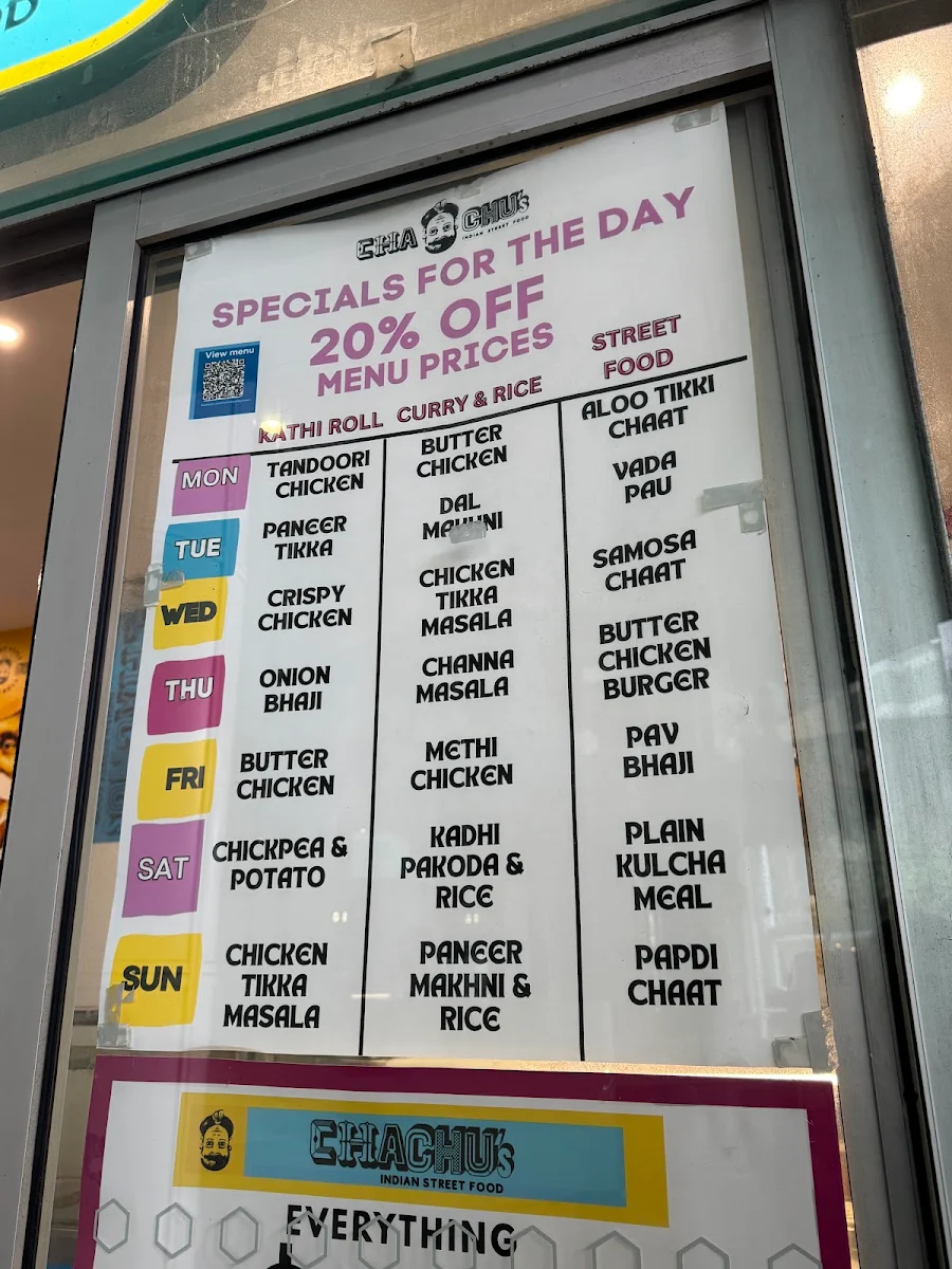Menu, Chachu's Chatswood
