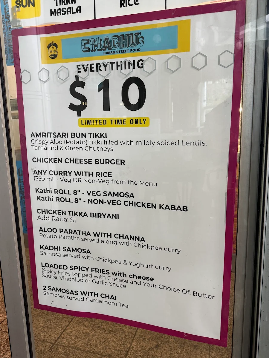 Menu, Chachu's Chatswood