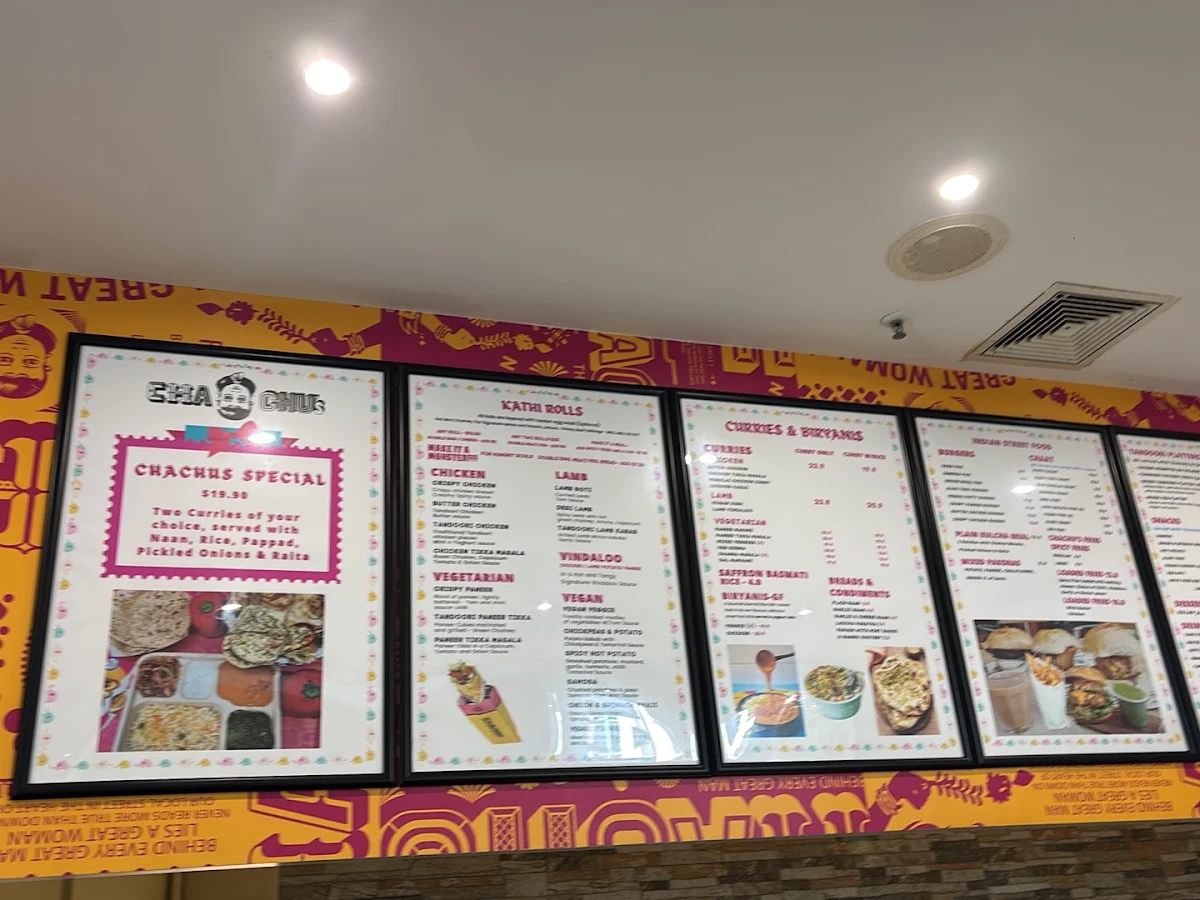 Menu, Chachu's Chatswood
