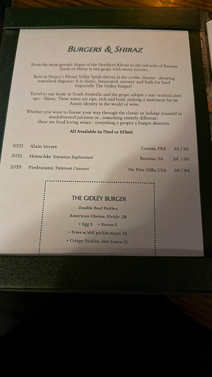 Menu, The Gidley