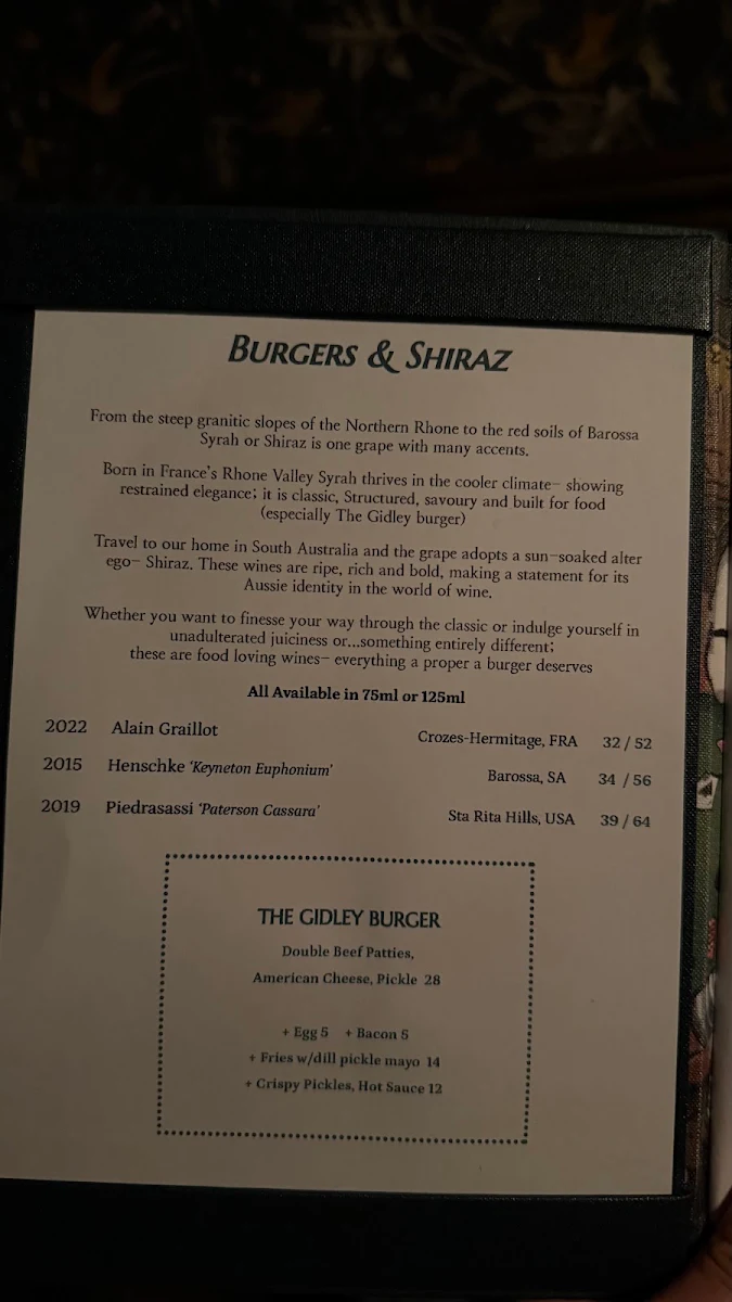 Menu, The Gidley