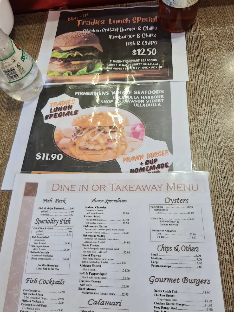 Menu, Fisherman's Wharf Seafood