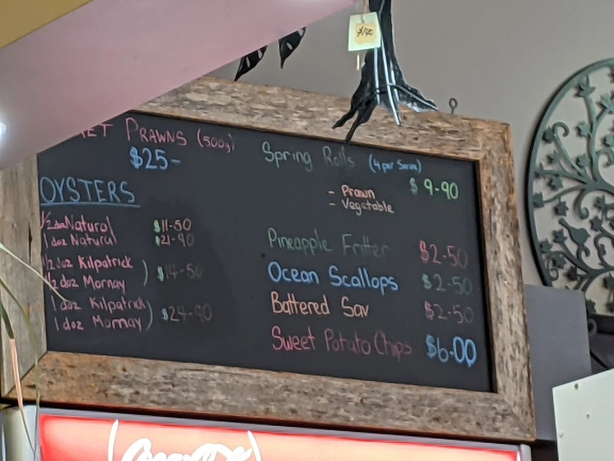 Menu, Fisherman's Wharf Seafood