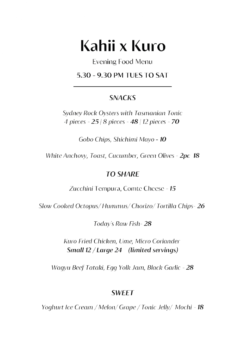 Menu, Kahii