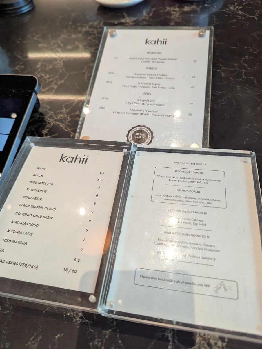 Menu, Kahii