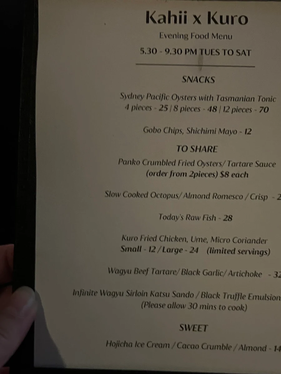 Menu, Kahii