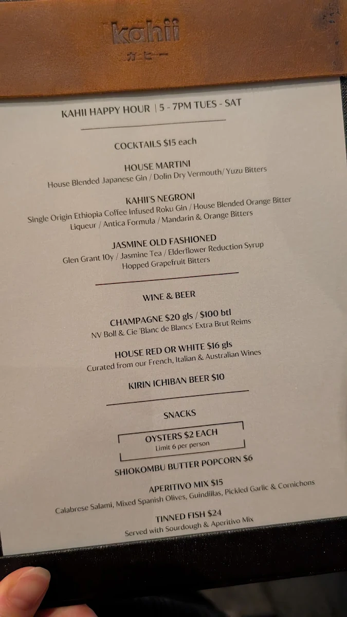 Menu, Kahii