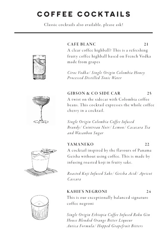 Menu, Kahii