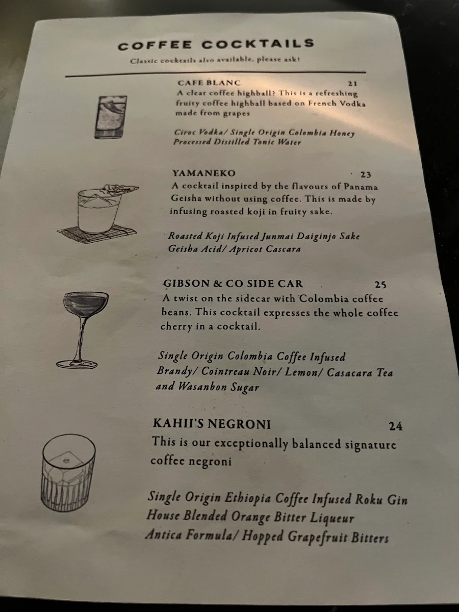 Menu, Kahii