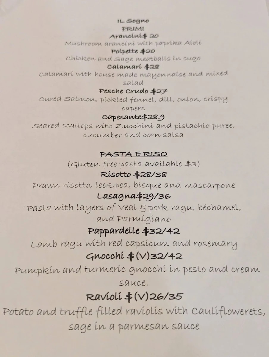 Menu, il sogno