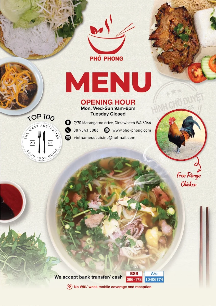 Menu, Phở Phong