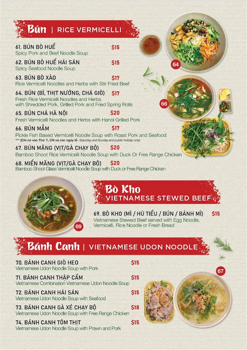 Menu, Phở Phong