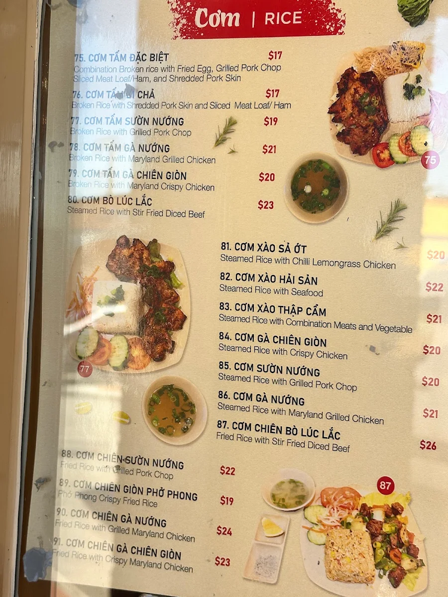 Menu, Phở Phong