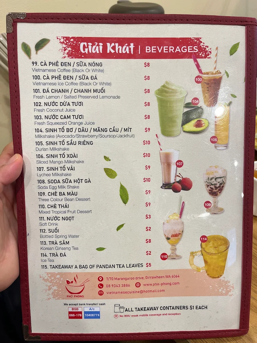 Menu, Phở Phong