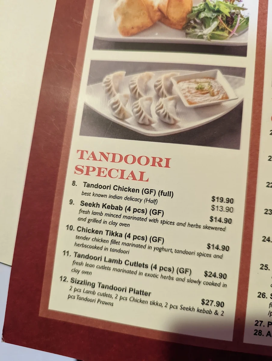 Menu, Majestic Indian Sutherland