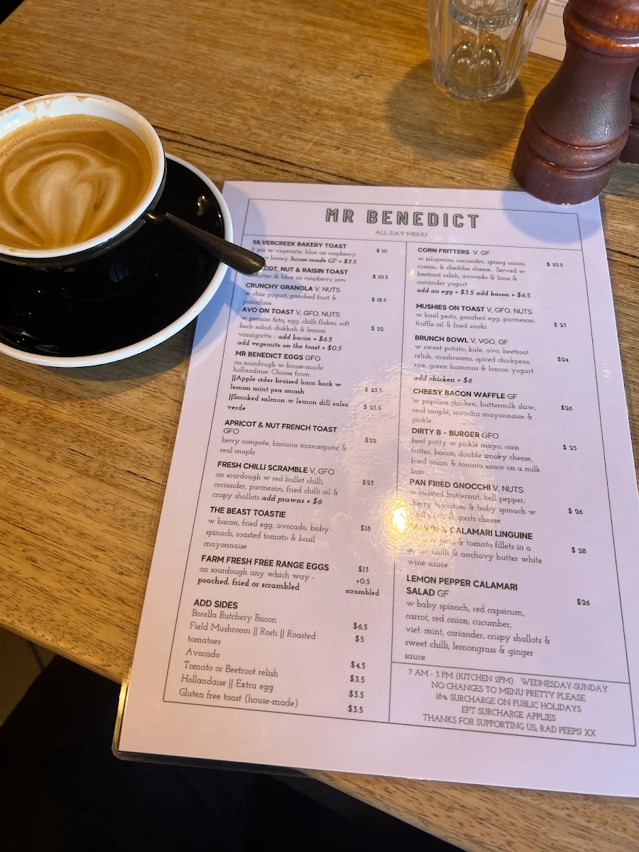 Menu, Mr. Benedict