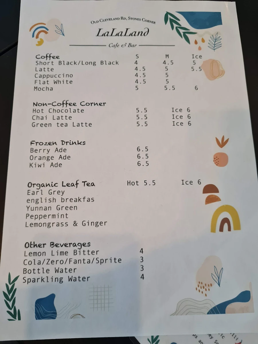 Menu, Lalaland Cafe and Korean Restaurant